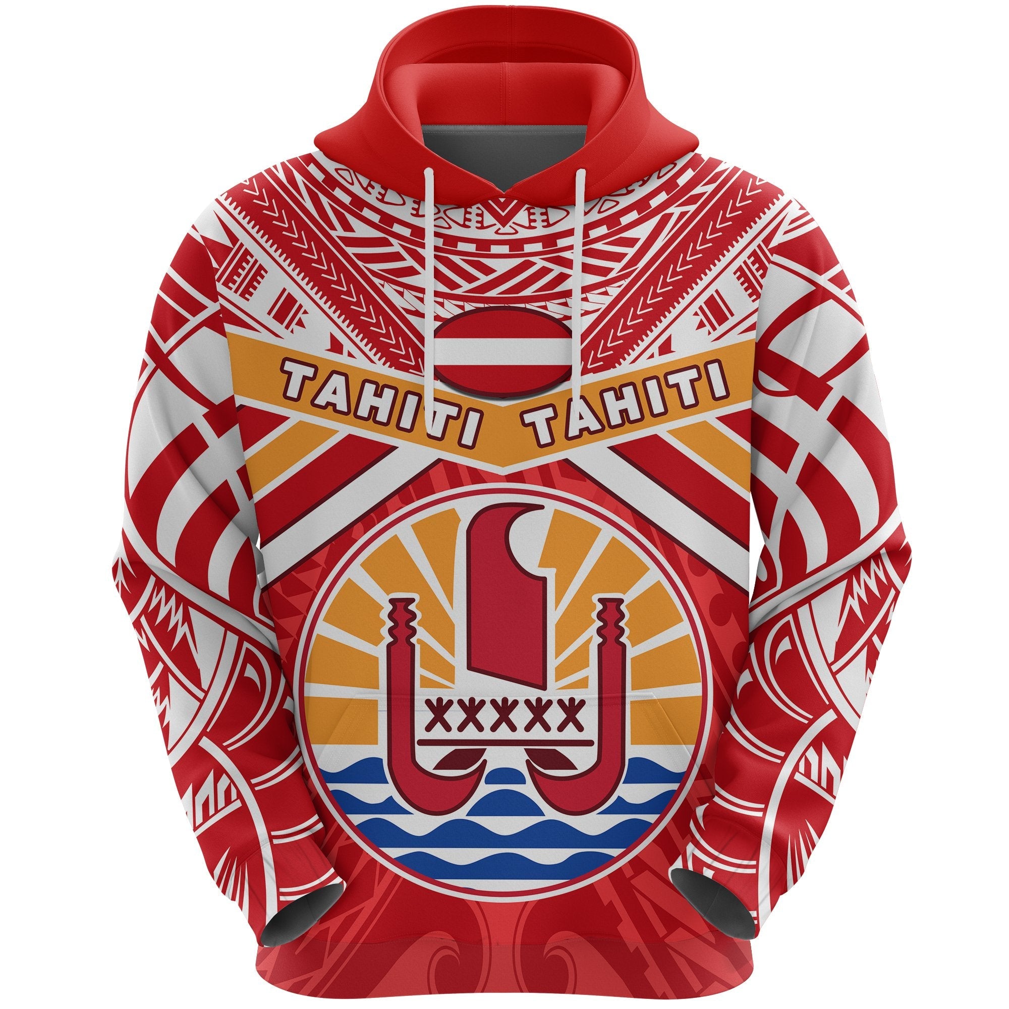 Tahiti Rugby Hoodie Polynesian Coat Of Arms and Flag - Vibe Hoodie Shop