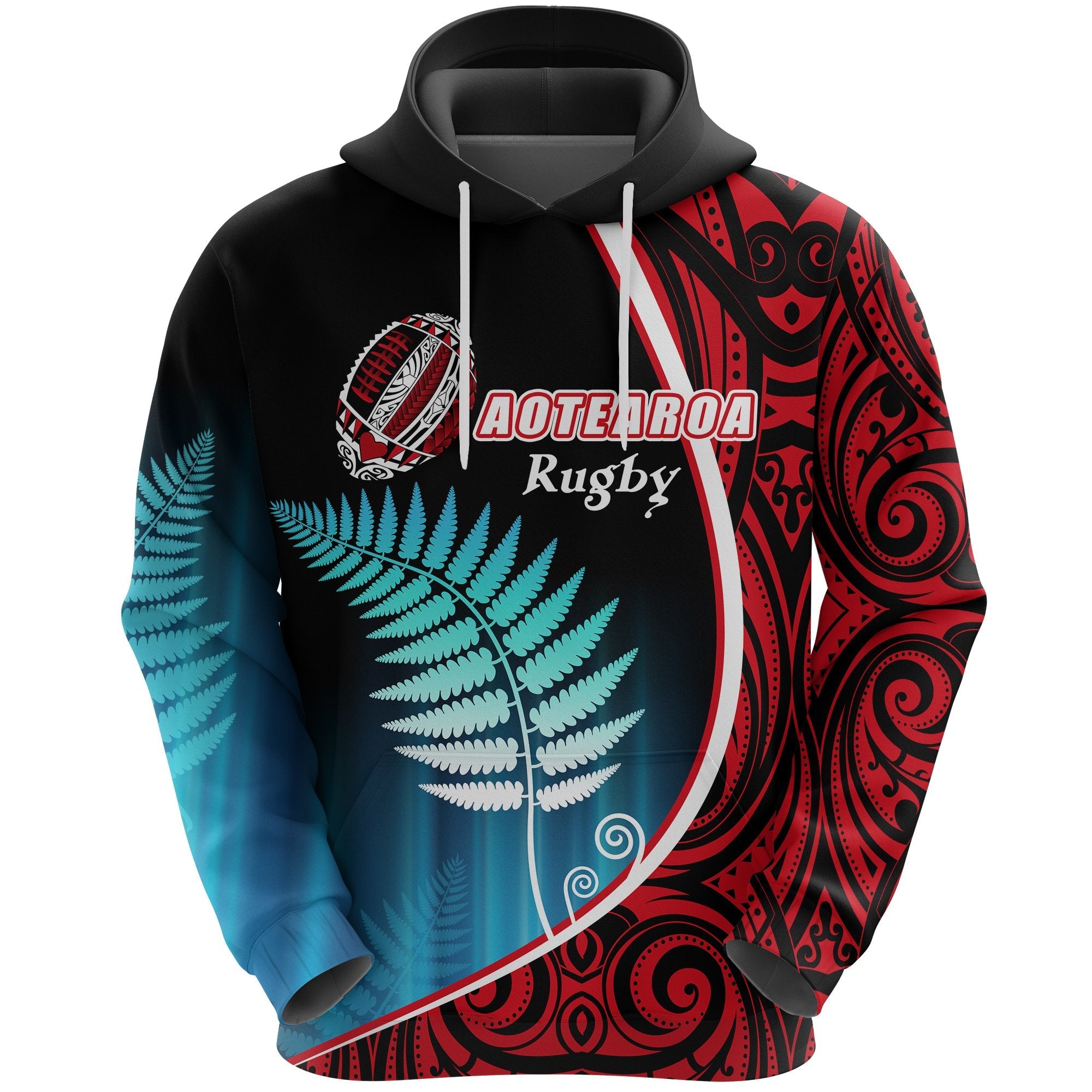 Aotearoa Rugby Black Maori Hoodie Kiwi and Silver Fern New Zealand - Vibe Hoodie Shop