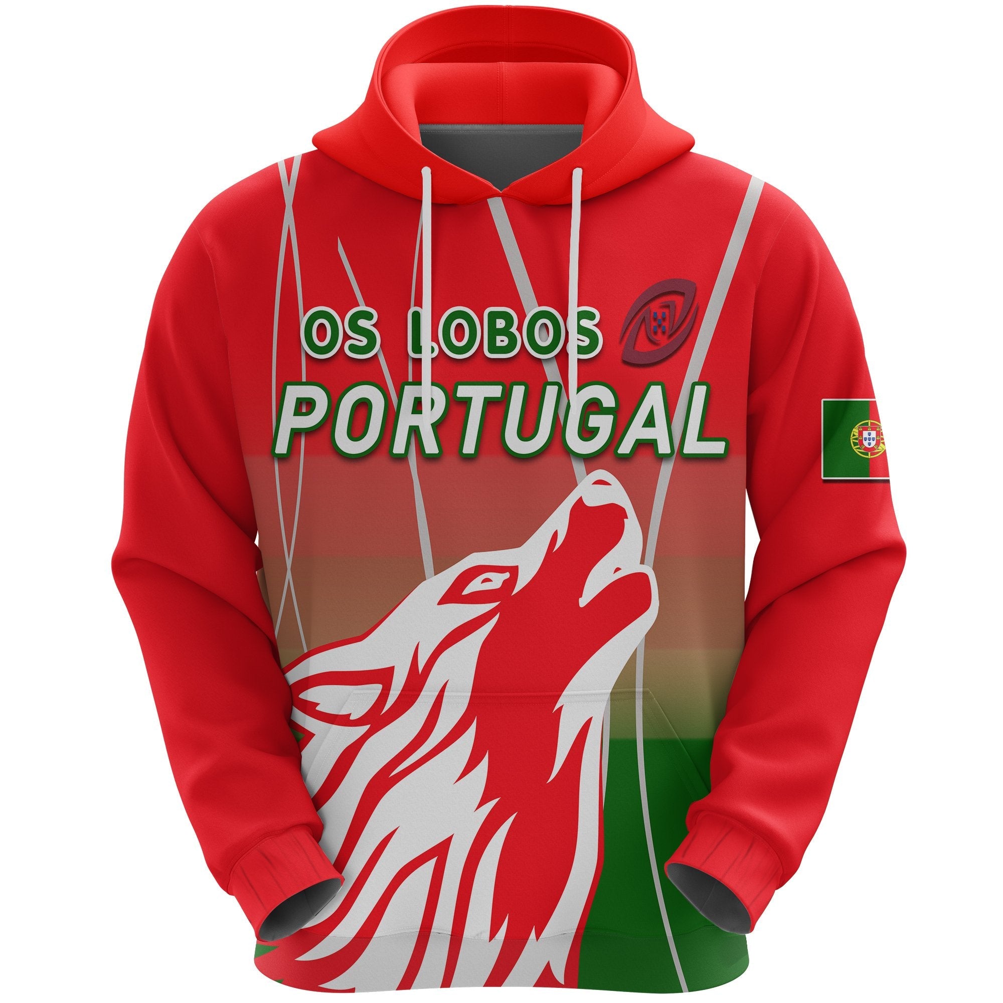 Portugal Rugby Hoodie Wolf - Os Lobos - Vibe Hoodie Shop