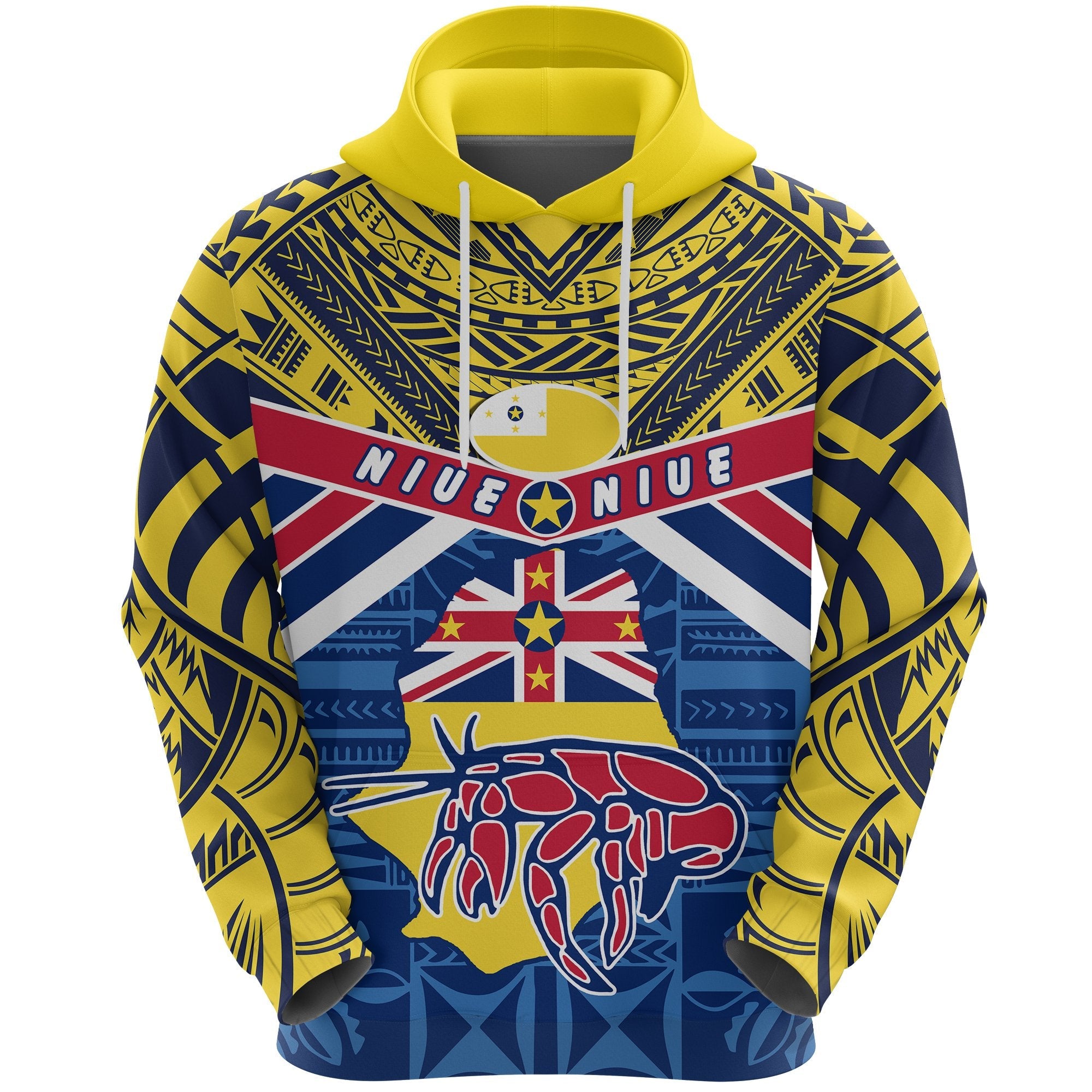 Niue Rugby Hoodie Polynesian Crab Map - Vibe Hoodie Shop