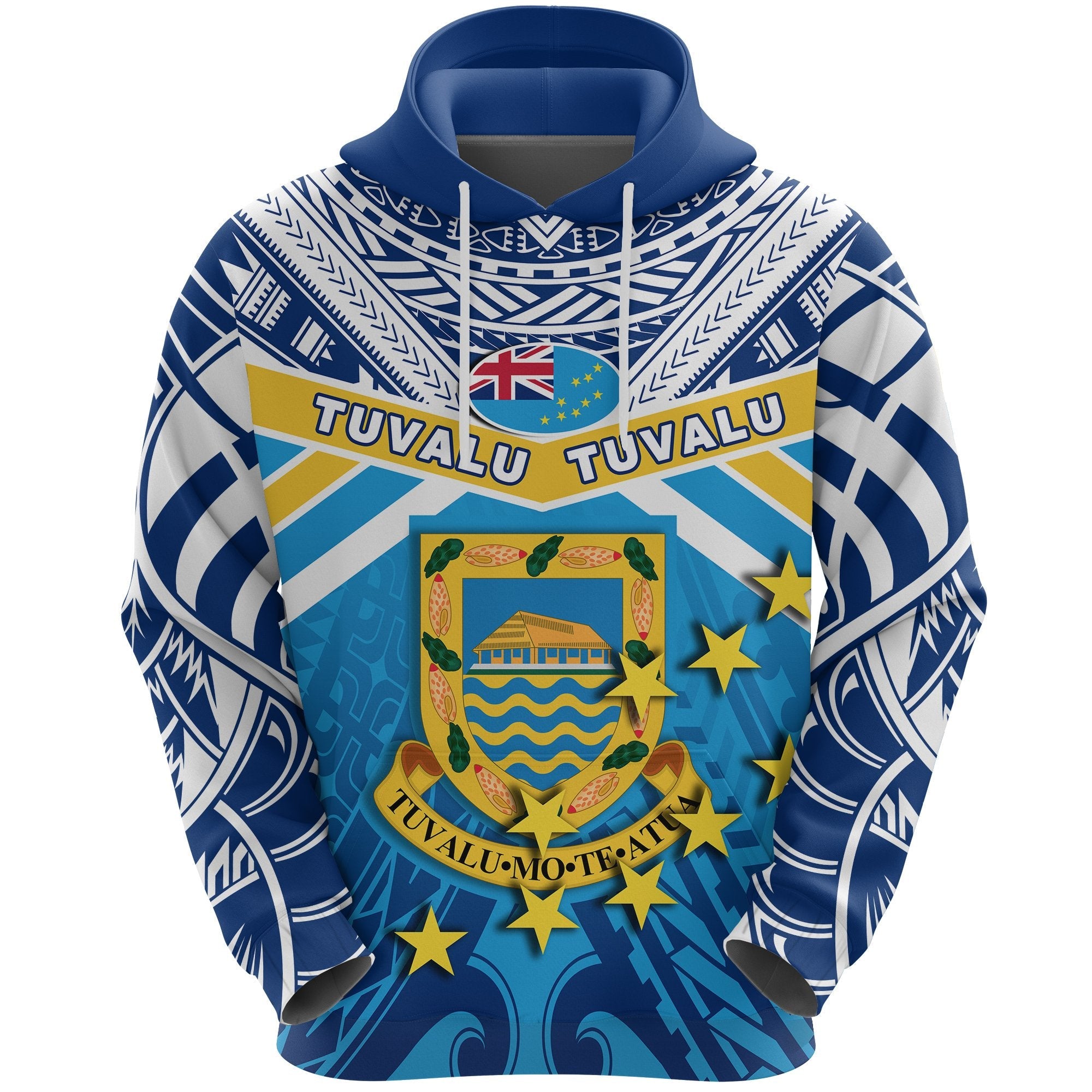 Tuvalu Rugby Hoodie Polynesian Flag - Vibe Hoodie Shop