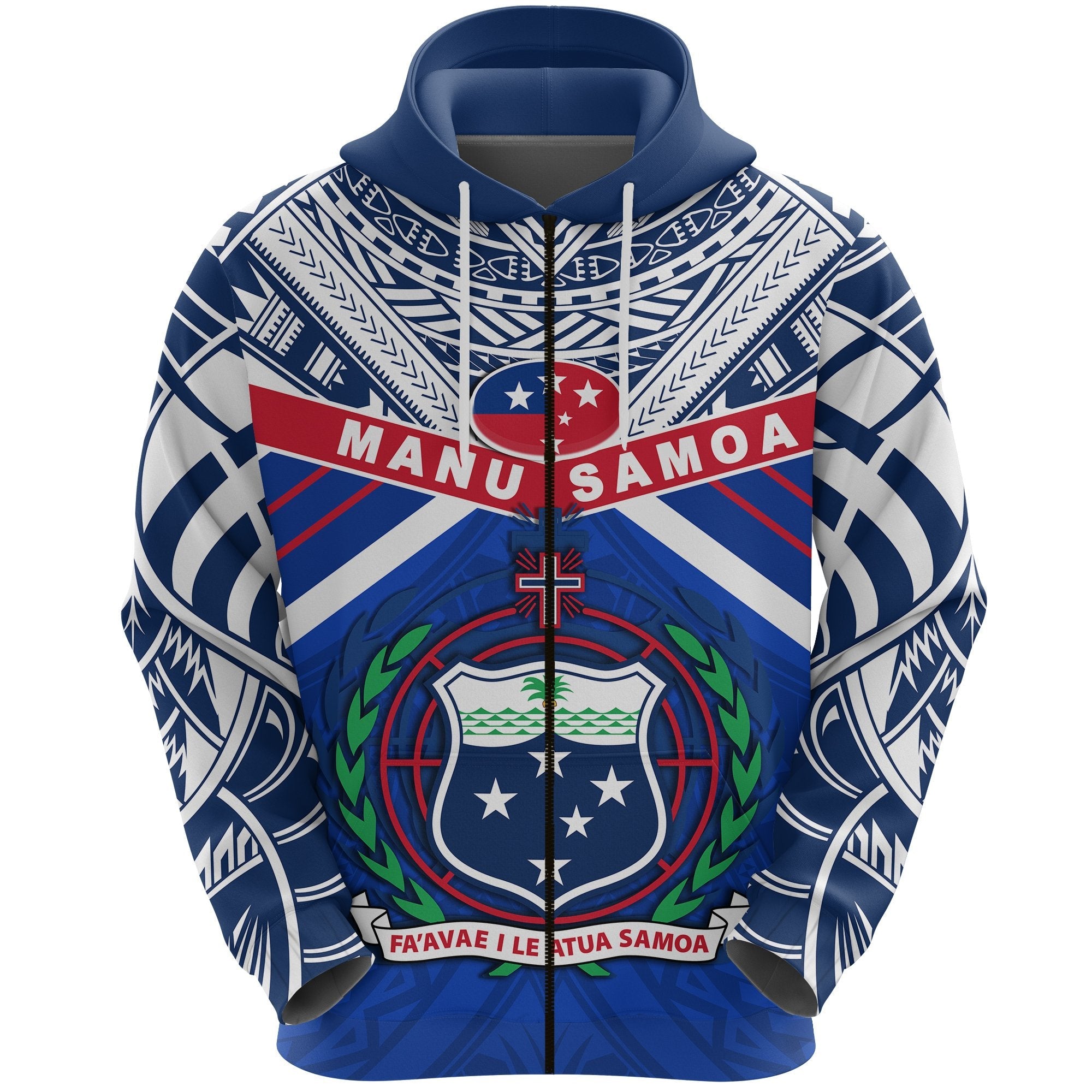 Manu Samoa Zip Hoodie Simple Coat Of Arms Rugby - Vibe Hoodie Shop