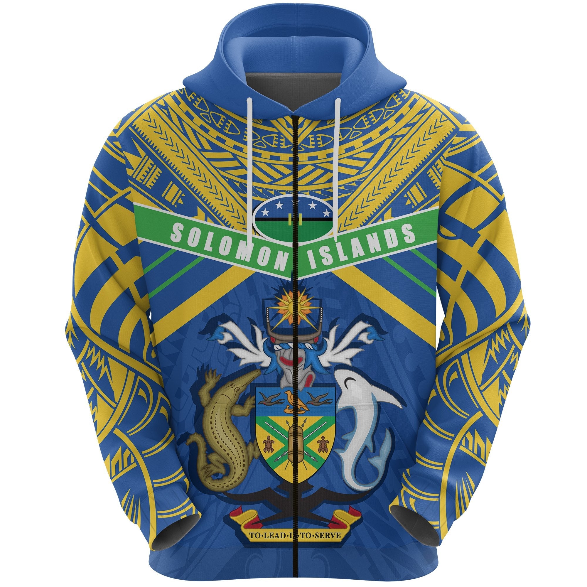 Solomon Islands Zip Hoodie Simple Coat Of Arms Rugby - Vibe Hoodie Shop