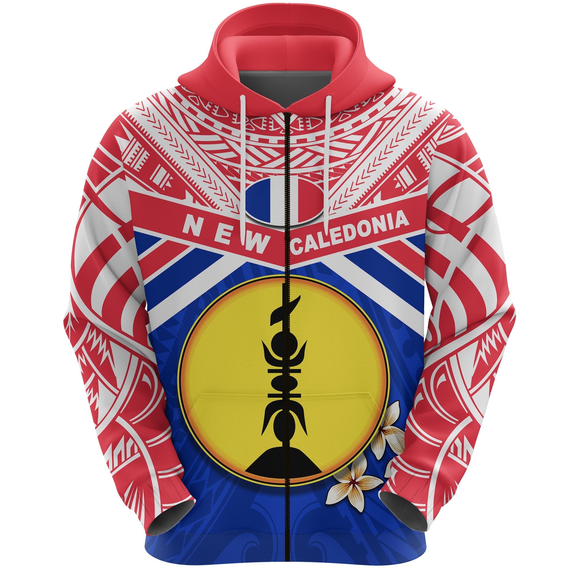 New Caledonia Rugby Zip Hoodie Polynesian - Vibe Hoodie Shop