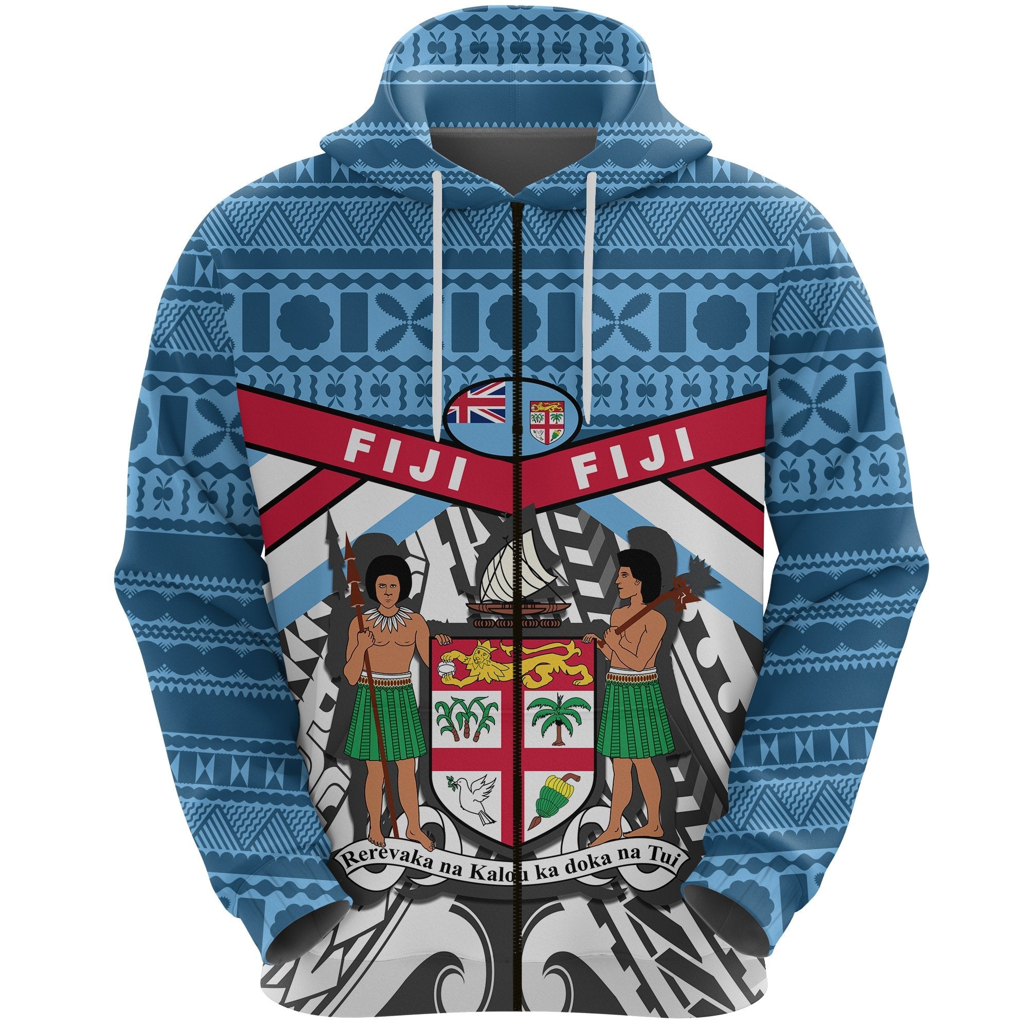 Fiji Rugby Zip Hoodie Tapa Cloth - Vibe Hoodie Shop