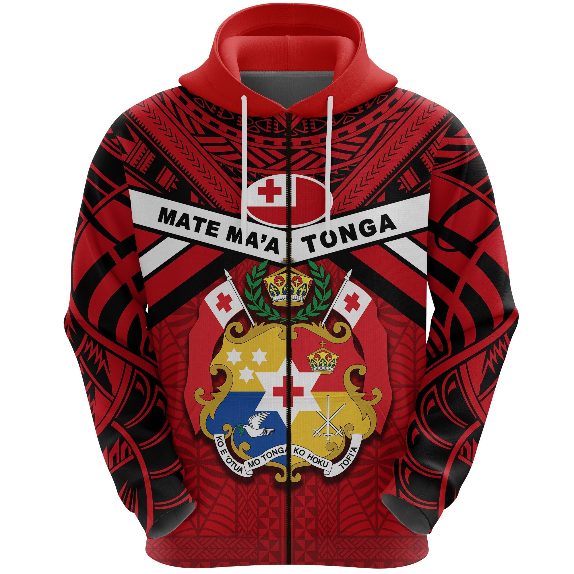 Tonga Rugby Zip Hoodie - Mate Ma'a Tonga - Vibe Hoodie Shop