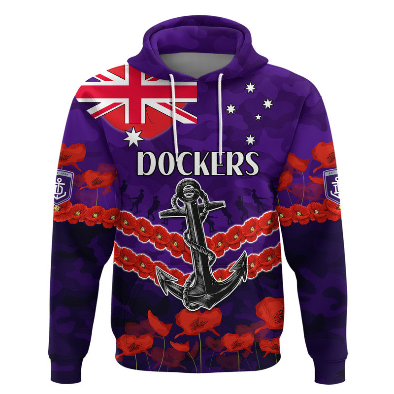 (Custom Personalised) Dockers Football ANZAC Zip Up And Pullover Hoodie Lest We Forget LT9 - Vibe Hoodie Shop