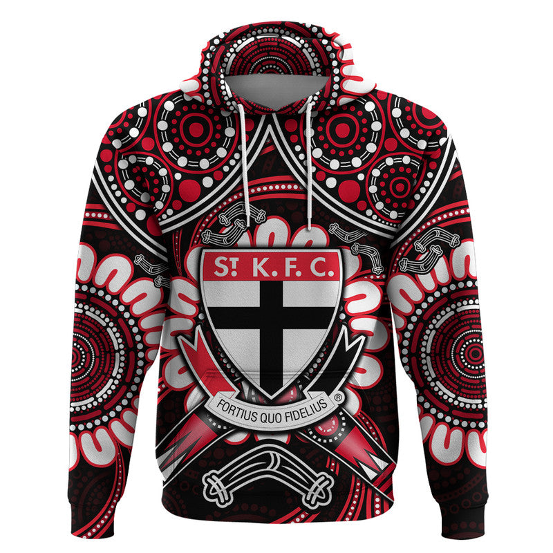 St Kilda Saints Zip Up And Pullover Hoodie Boomerang Indigenous Dots LT9 - Vibe Hoodie Shop