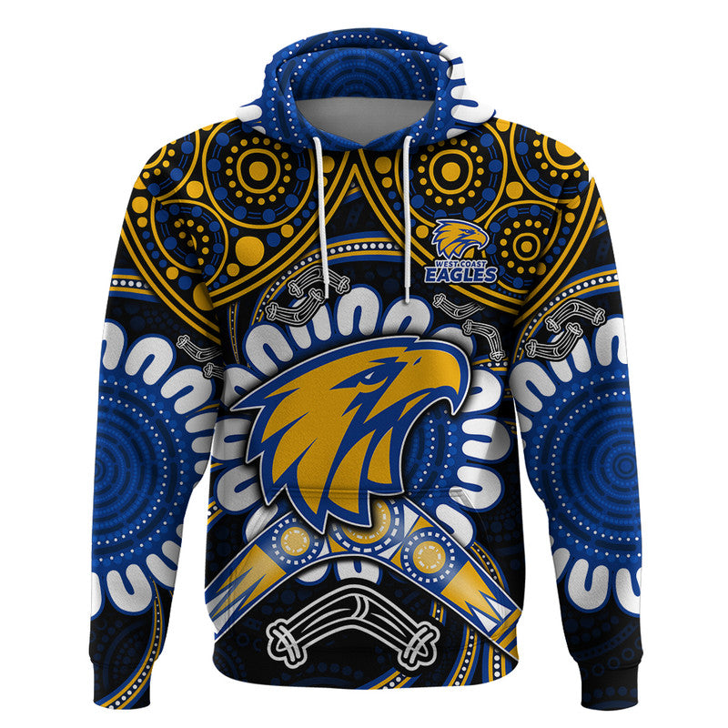 (Custom Personalised) West Coast Eagles Zip Up And Pullover Hoodie Boomerang Indigenous Dots LT9 - Vibe Hoodie Shop