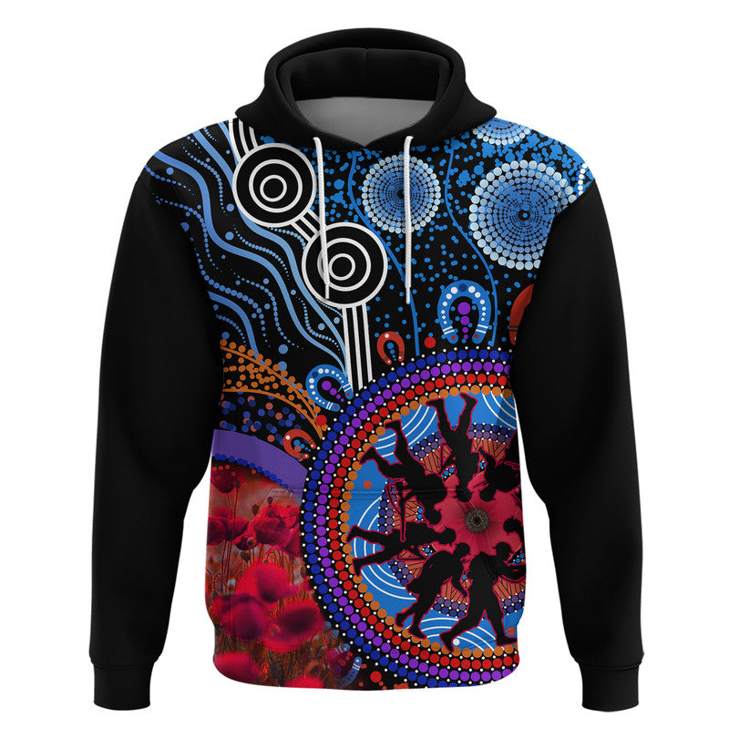 Australia ANZAC Day Zip Up And Pullover Hoodie Aboriginal Military and Poppy Flowers Style LT9 - Vibe Hoodie Shop