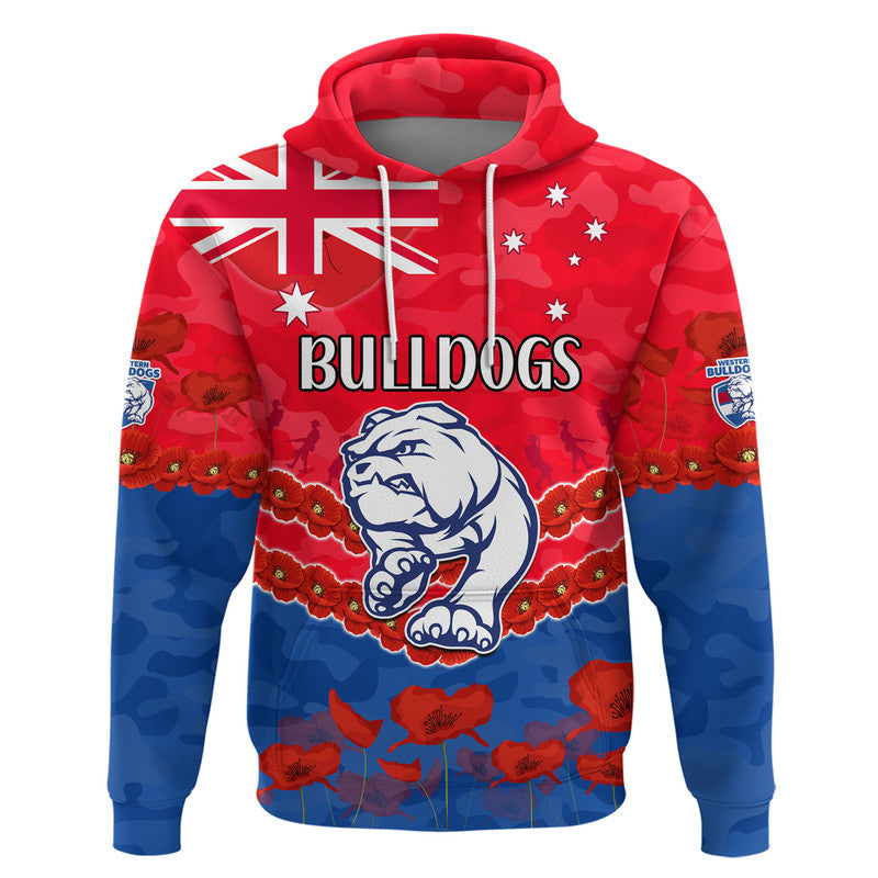Western Bulldogs Football ANZAC Zip Up And Pullover Hoodie Lest We Forget LT9 - Vibe Hoodie Shop