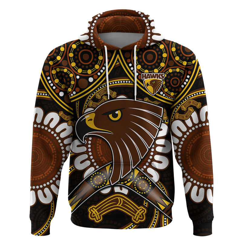 (Custom Personalised) Hawks Football Zip Up And Pullover Hoodie Boomerang Indigenous Dots LT9 - Vibe Hoodie Shop