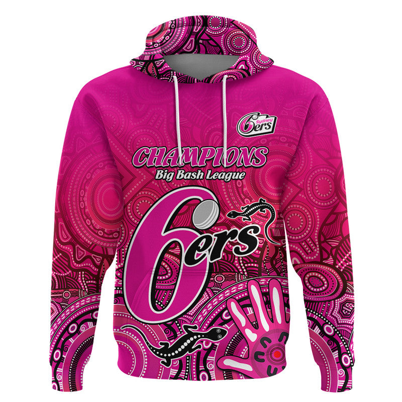 Sydney Sixers Champions Zip Up And Pullover Hoodie Lizard Indigenous Aboriginal LT9 - Vibe Hoodie Shop