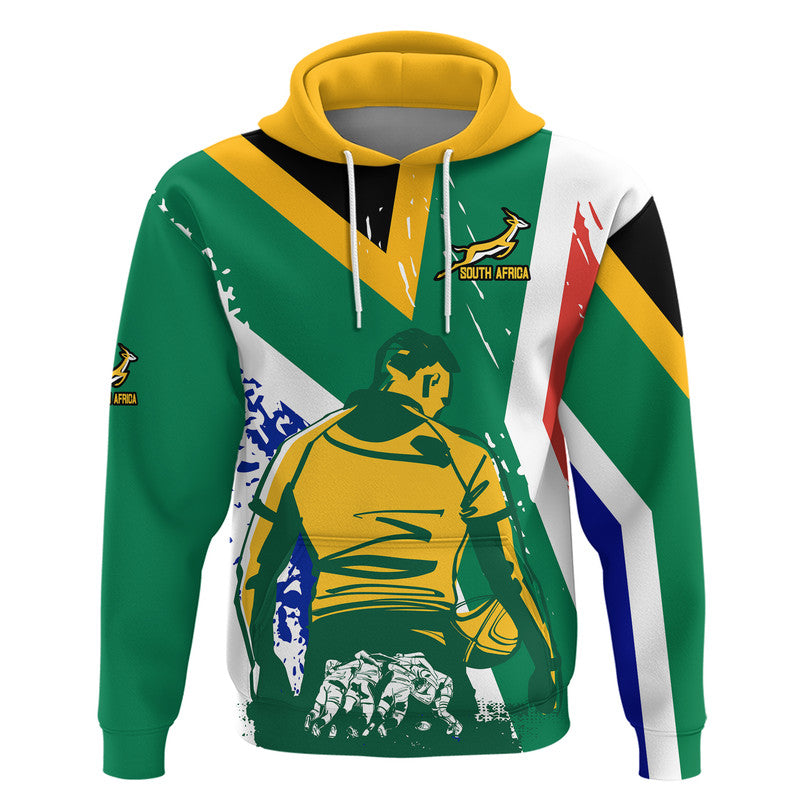 (Custom Text And Number) South Africa Rugby Zip Up And Pullover Hoodie Go Champions Bokke Player with Flag Style LT9 - Vibe Hoodie Shop