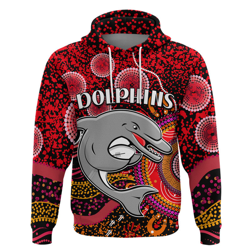 Dolphins Rugby Zip Up And Pullover Hoodie Aboriginal Dots Verion LT9 - Vibe Hoodie Shop