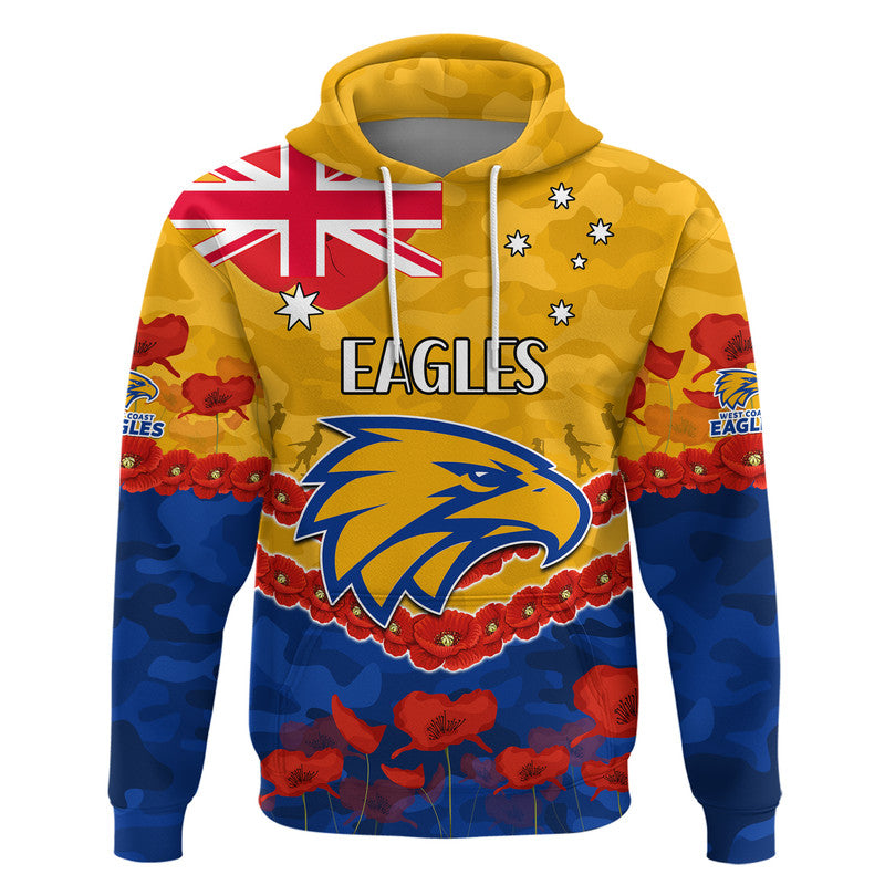 West Coast Eagles Football ANZAC Zip Up And Pullover Hoodie Lest We Forget LT9 - Vibe Hoodie Shop