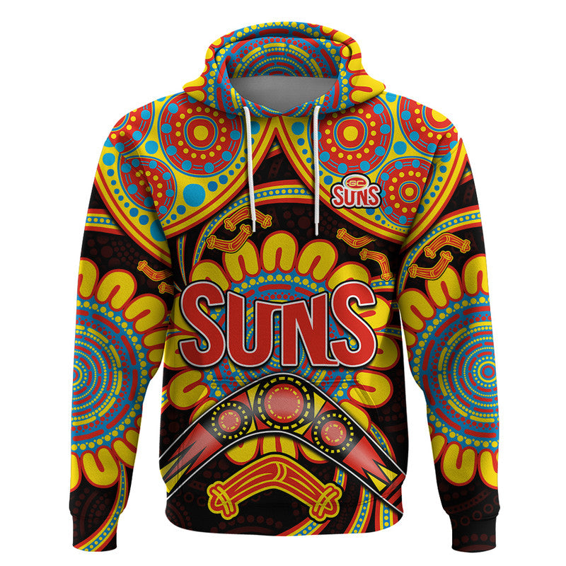 (Custom Personalised) Suns Football Zip Up And Pullover Hoodie Boomerang Indigenous Dots LT9 - Vibe Hoodie Shop