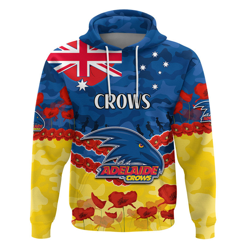Adelaide Crows Football ANZAC Zip Up And Pullover Hoodie Lest We Forget LT9 - Vibe Hoodie Shop
