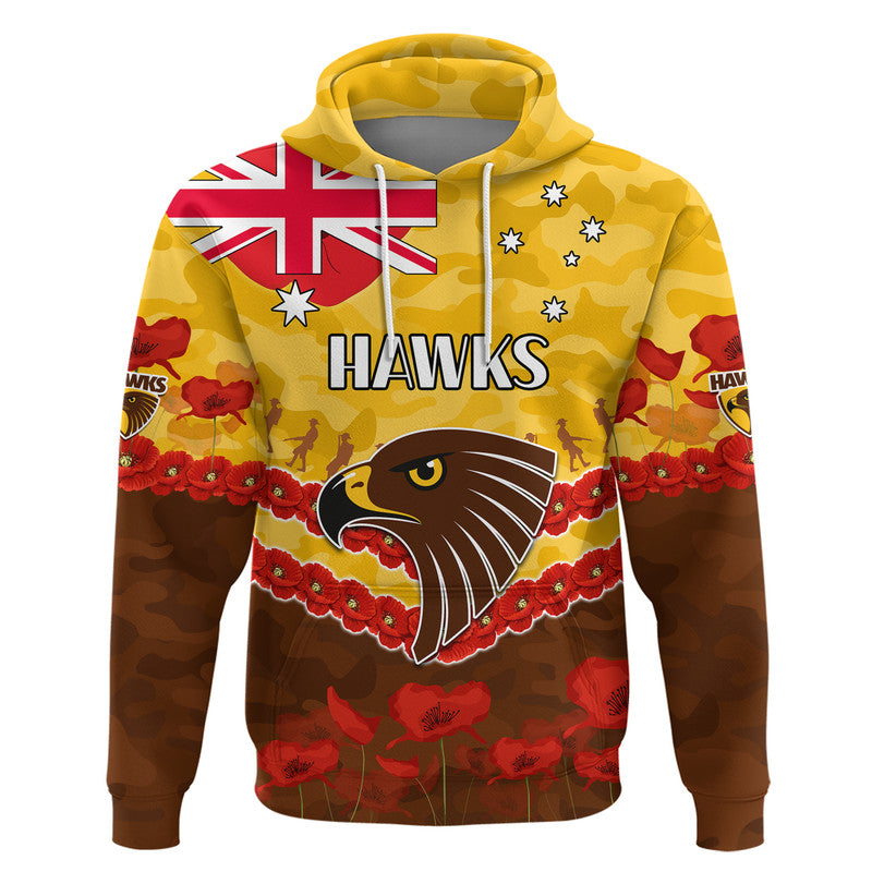 Hawks Football ANZAC Zip Up And Pullover Hoodie Lest We Forget LT9 - Vibe Hoodie Shop