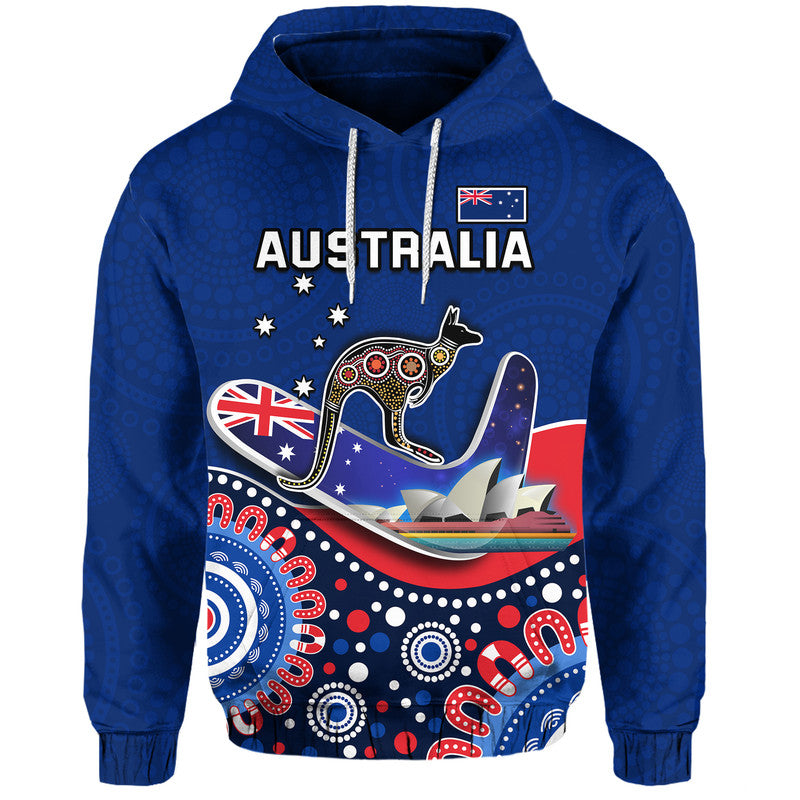 Australia Day Zip Up And Pullover Hoodie Indigenous Kangaroo And Boomerang LT9 - Vibe Hoodie Shop