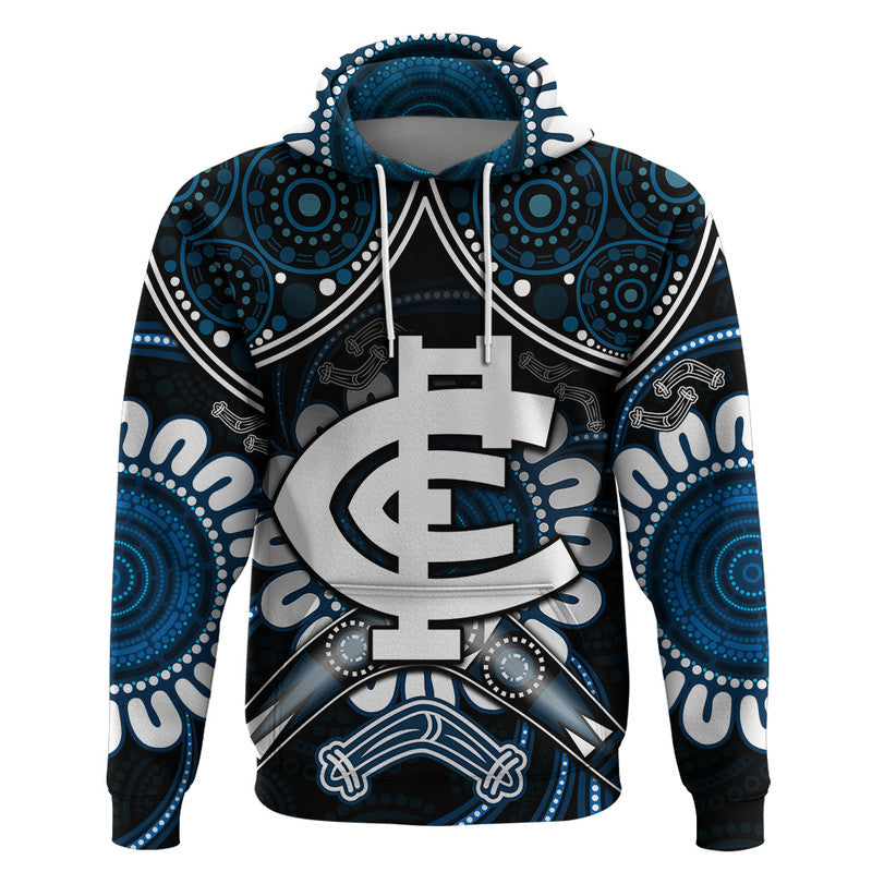 Blues Football Zip Up And Pullover Hoodie Boomerang Indigenous Dots LT9 - Vibe Hoodie Shop