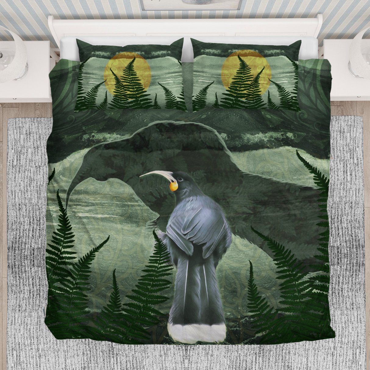 New Zealand Bedding Set, Huia Bird Duvet Cover And Pillow Case - Vibe Hoodie Shop