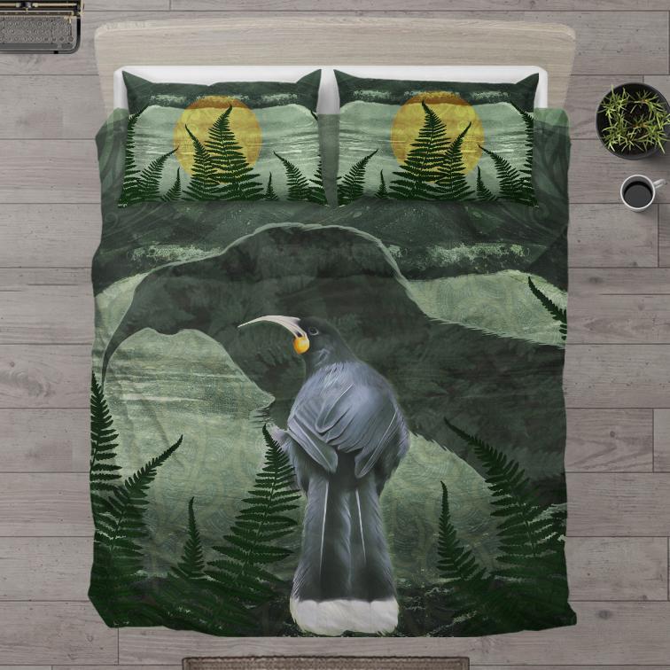 New Zealand Bedding Set, Huia Bird Duvet Cover And Pillow Case - Vibe Hoodie Shop