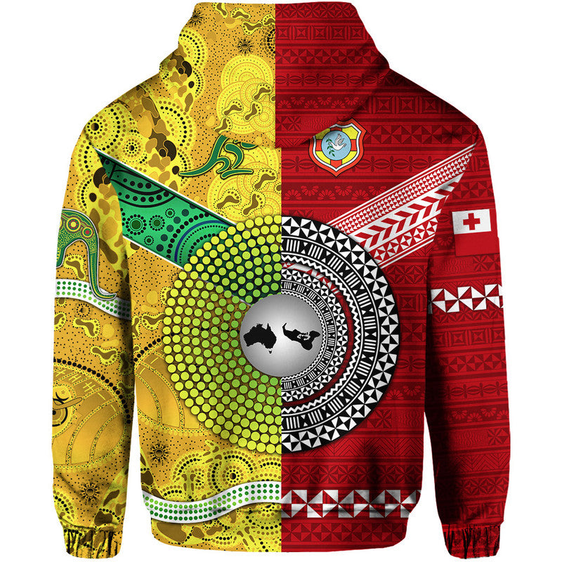 Tonga Ikale Tahi Ngatu And Australia Wallabies Aboriginal Zip Up And Pullover Hoodie Rugby Together LT8 - Vibe Hoodie Shop