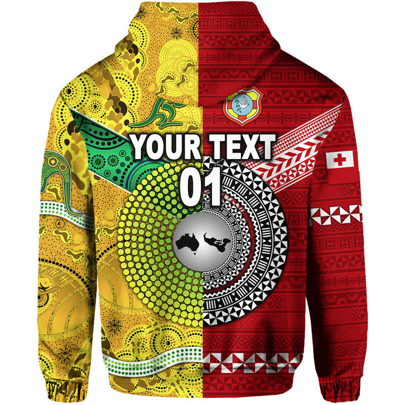 (Custom Personalised) Tonga Ikale Tahi Ngatu And Australia Wallabies Aboriginal Zip Up And Pullover Hoodie Rugby Together LT8 - Vibe Hoodie Shop