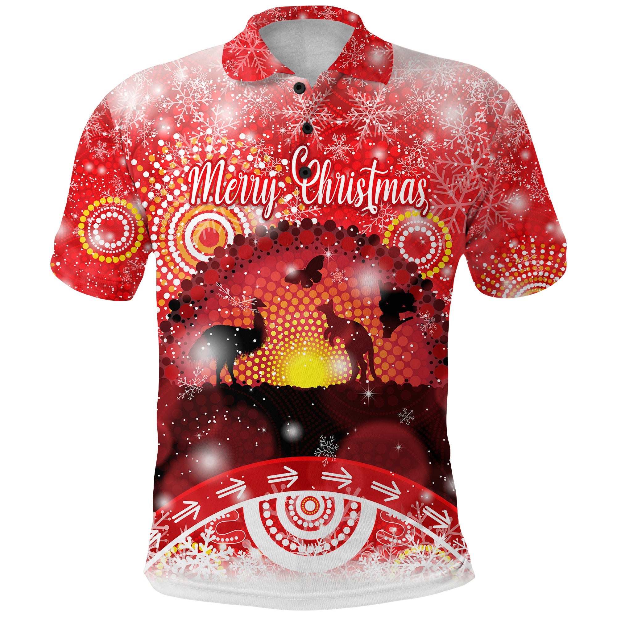 (Custom Personalised) Australia Indigenous Flag Christmas Polo Shirt Original Style - Red - Vibe Hoodie Shop