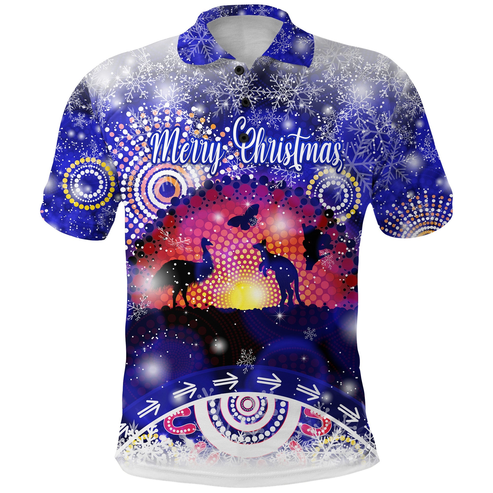 Australian Indigenous Flag Christmas Polo Shirt Original Style - Blue - Vibe Hoodie Shop