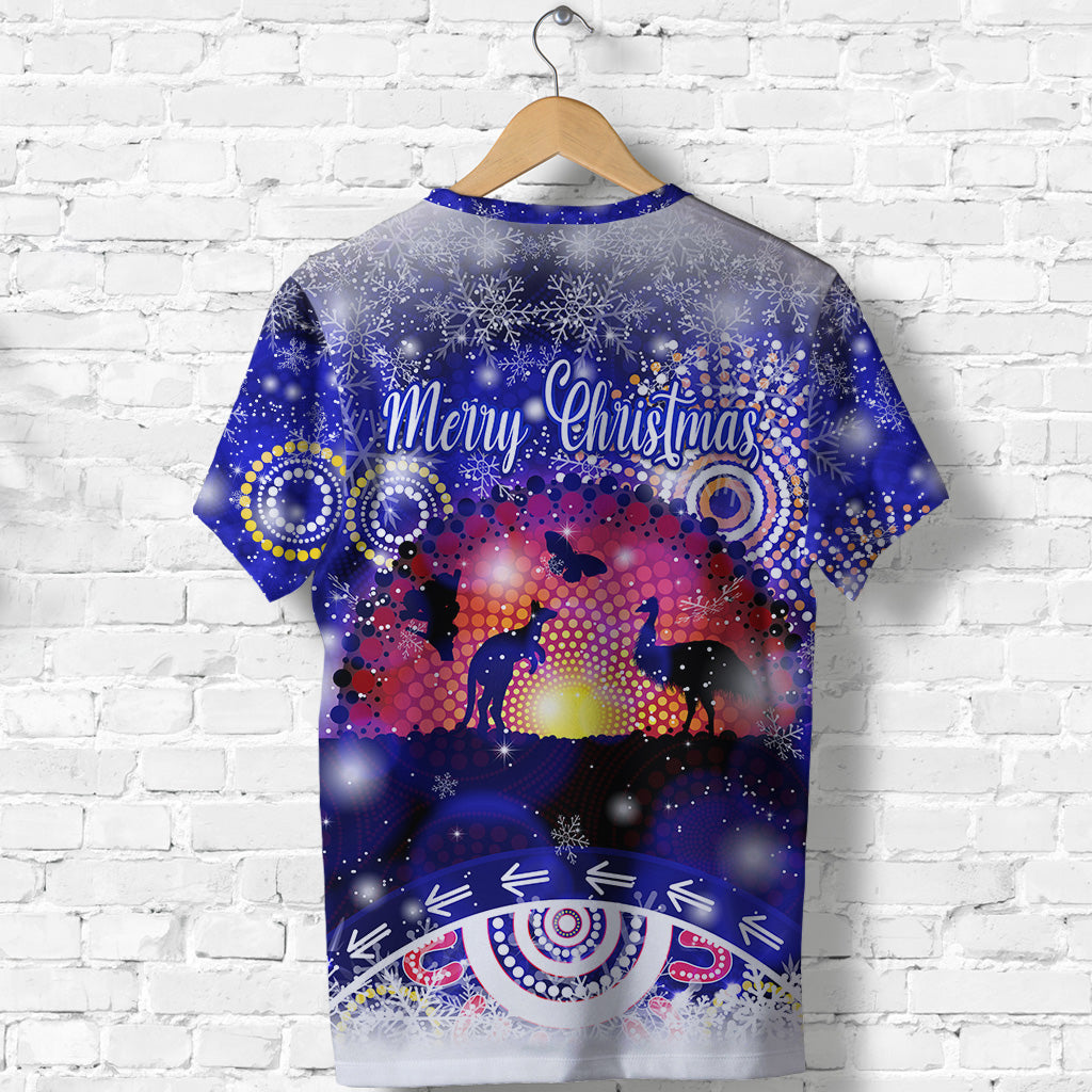 Australian Indigenous Flag Christmas T shirt Original Style - Blue - Vibe Hoodie Shop