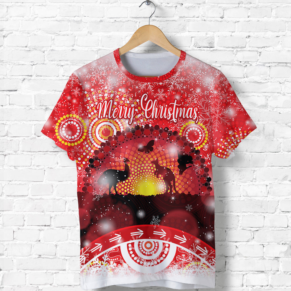 (Custom Personalised) Australia Indigenous Flag Christmas T shirt Original Style - Red - Vibe Hoodie Shop