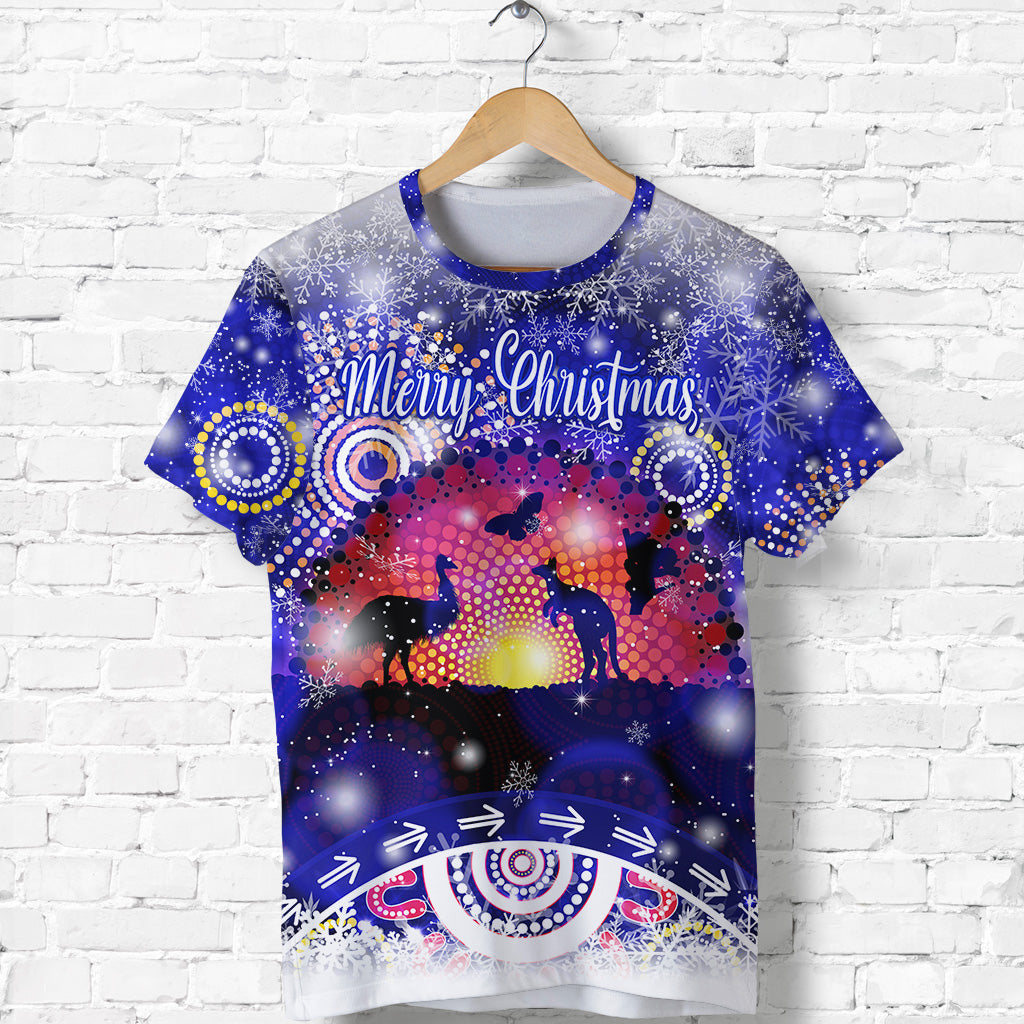 (Custom Personalised) Australian Indigenous Flag Christmas T shirt Original Style - Blue - Vibe Hoodie Shop