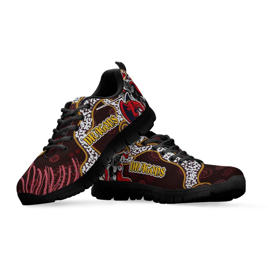 St.George Rugby Sneakers - Dragons with Rugby Ball and Knight Contemporary Style of Aboriginal Sneakers - Vibe Hoodie Shop