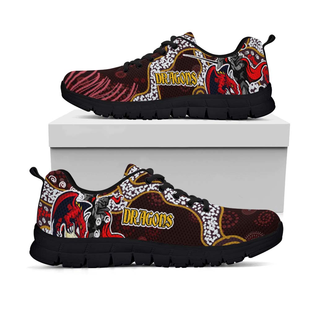 St.George Rugby Sneakers - Dragons with Rugby Ball and Knight Contemporary Style of Aboriginal Sneakers - Vibe Hoodie Shop