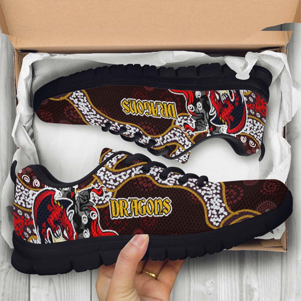 St.George Rugby Sneakers - Dragons with Rugby Ball and Knight Contemporary Style of Aboriginal Sneakers - Vibe Hoodie Shop