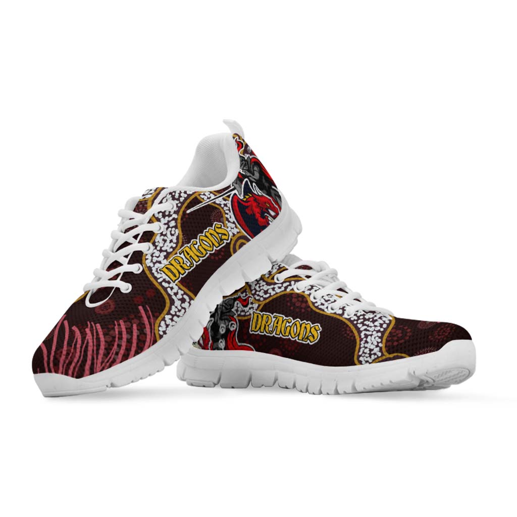 St.George Rugby Sneakers - Dragons with Rugby Ball and Knight Contemporary Style of Aboriginal Sneakers - Vibe Hoodie Shop