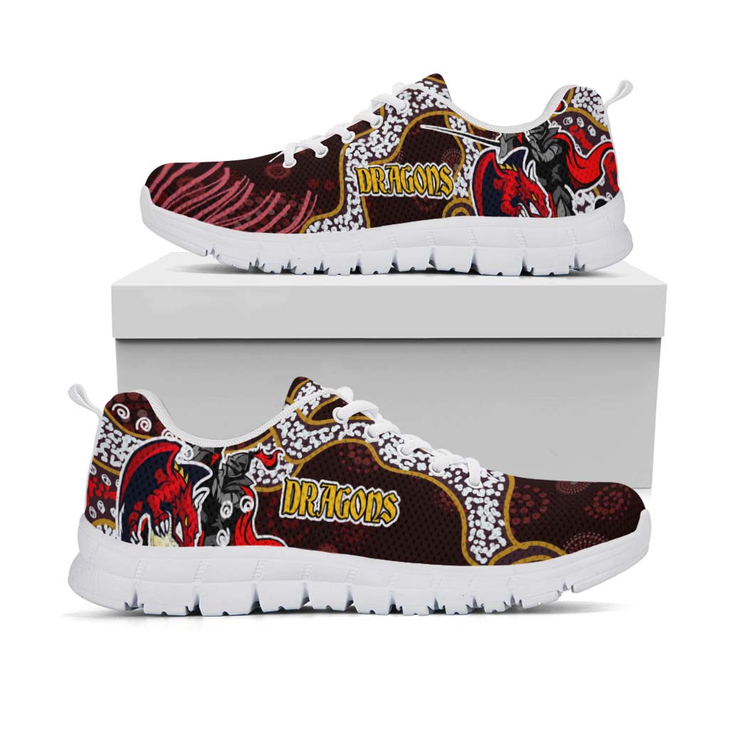 St.George Rugby Sneakers - Dragons with Rugby Ball and Knight Contemporary Style of Aboriginal Sneakers - Vibe Hoodie Shop