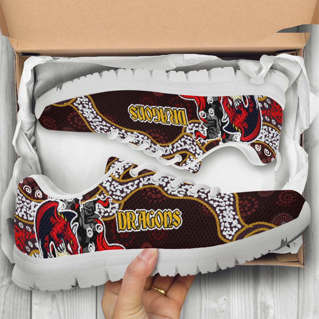 St.George Rugby Sneakers - Dragons with Rugby Ball and Knight Contemporary Style of Aboriginal Sneakers - Vibe Hoodie Shop