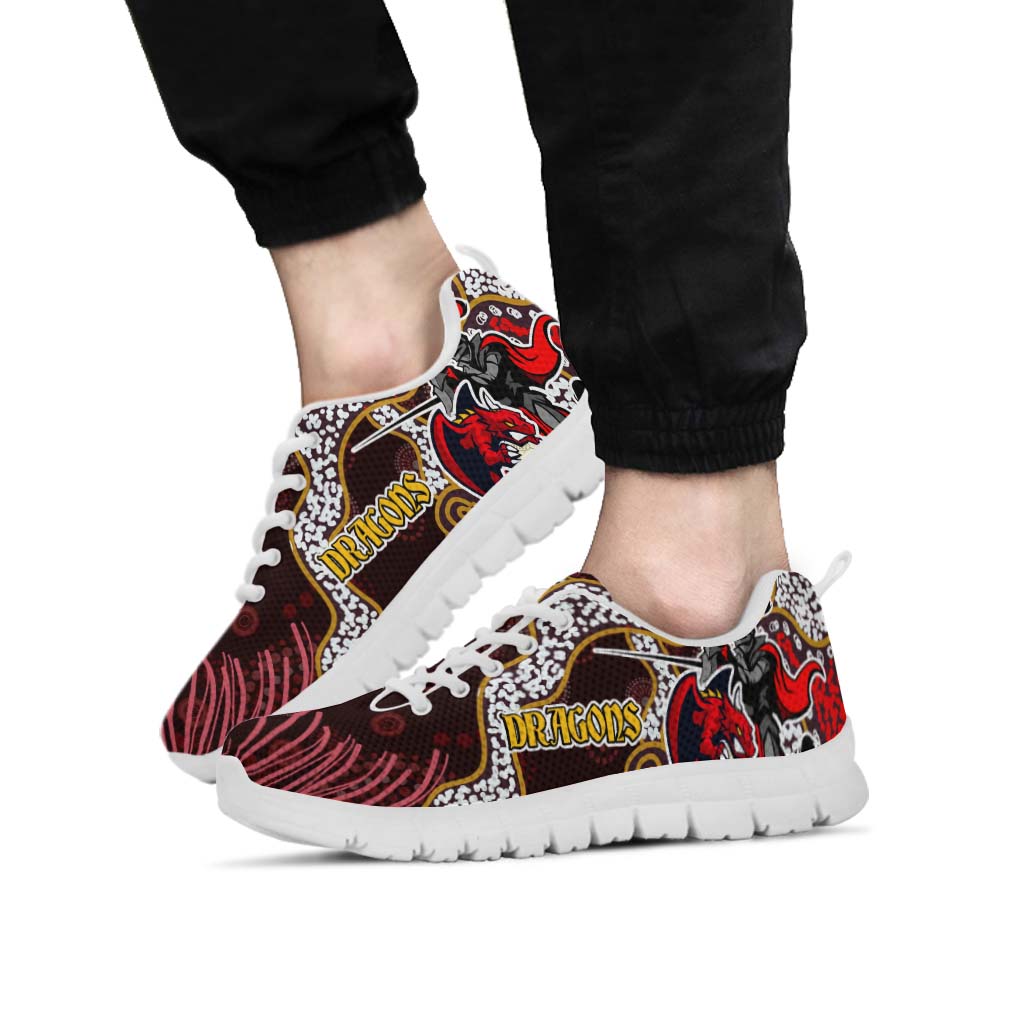 St.George Rugby Sneakers - Dragons with Rugby Ball and Knight Contemporary Style of Aboriginal Sneakers - Vibe Hoodie Shop