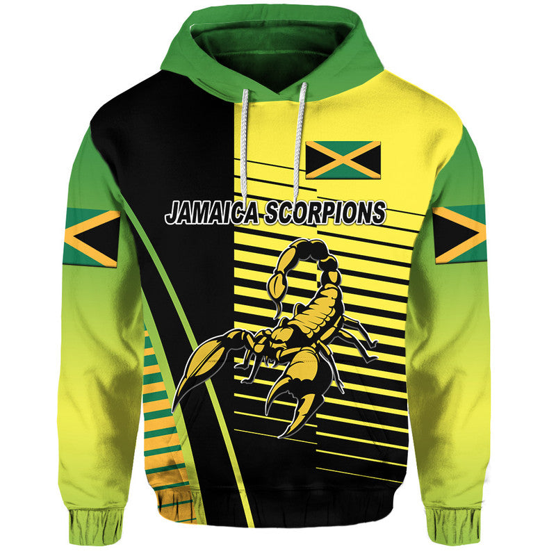 (Custom Personalised) Jamaica Cricket Scorpions Zip Up And Pullover Hoodie Simple Style - Black LT8 - Vibe Hoodie Shop
