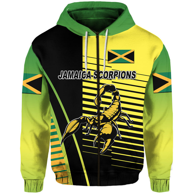 (Custom Personalised) Jamaica Cricket Scorpions Zip Up And Pullover Hoodie Simple Style - Black LT8 - Vibe Hoodie Shop