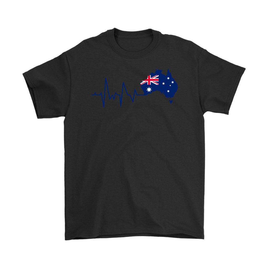 T shirt - Aus Flag T shirt Heartbeat - Unisex - Vibe Hoodie Shop