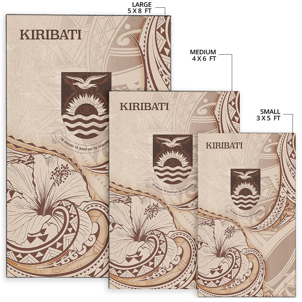 Kiribati Area Rug - Hibiscus Flowers Vintage Style - Vibe Hoodie Shop