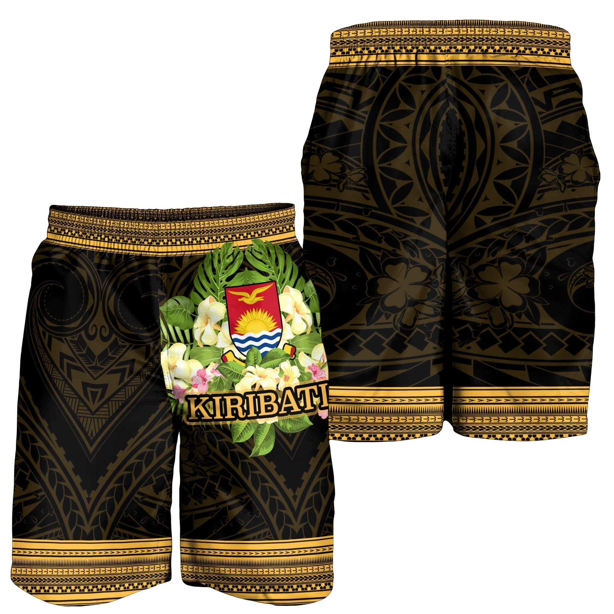 Kiribati Men's Shorts - Polynesian Gold Patterns Collection - Vibe Hoodie Shop