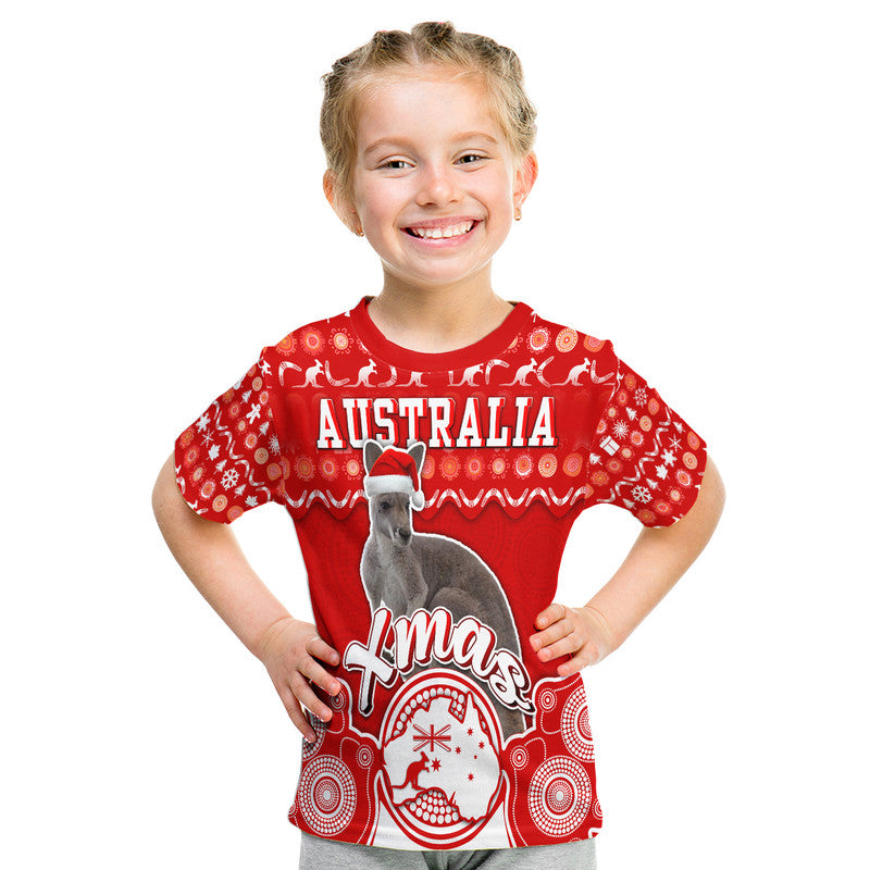 Australian Kangaroo Christmas Vibe With Aboriginal Dot Painting Style T Shirt  LT9 - Vibe Hoodie Shop