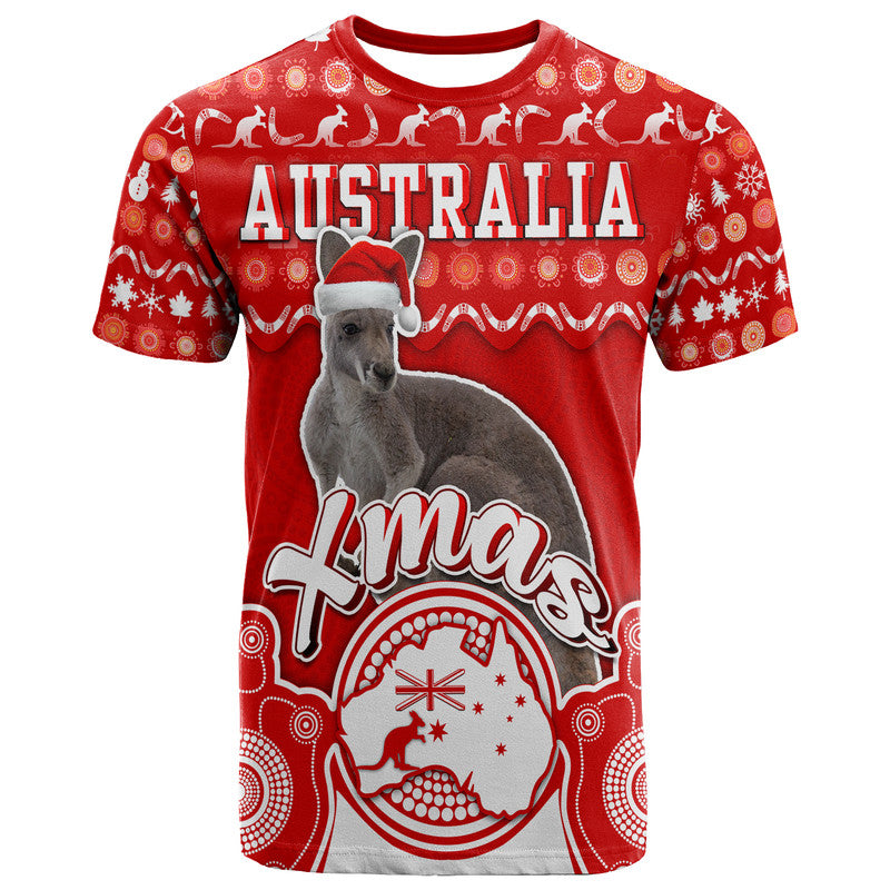 Australian Kangaroo Christmas Vibe With Aboriginal Dot Painting Style T Shirt  LT9 - Vibe Hoodie Shop