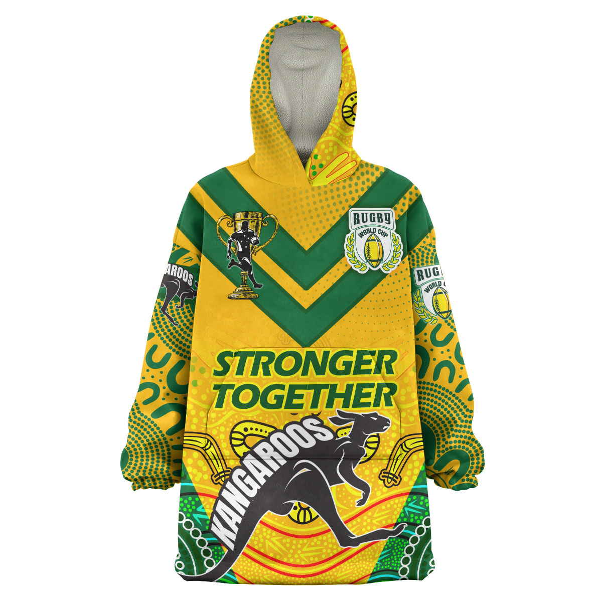 Kangaroos Rugby Snug Hoodie - Custom Kangaroos Mascot STRONGER TOGETHER Wearable Blanket Hoodie - Vibe Hoodie Shop