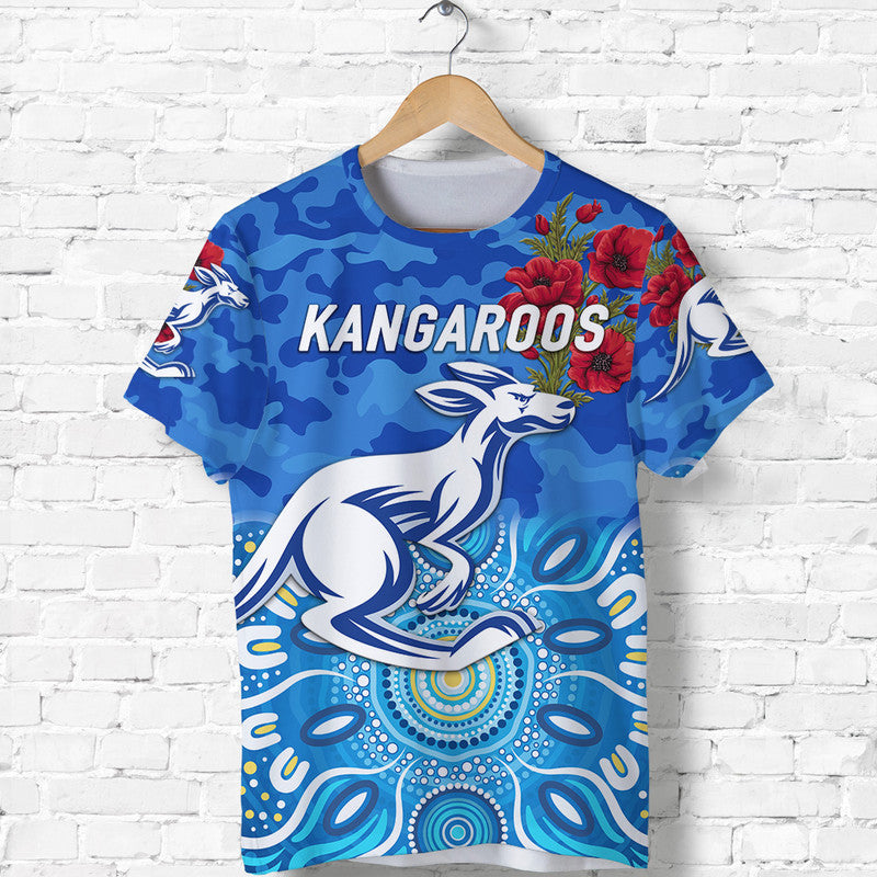 (Custom Personalised) North Melbourne Kangaroos ANZAC T shirt Indigenous Vibes - Vibe Hoodie Shop
